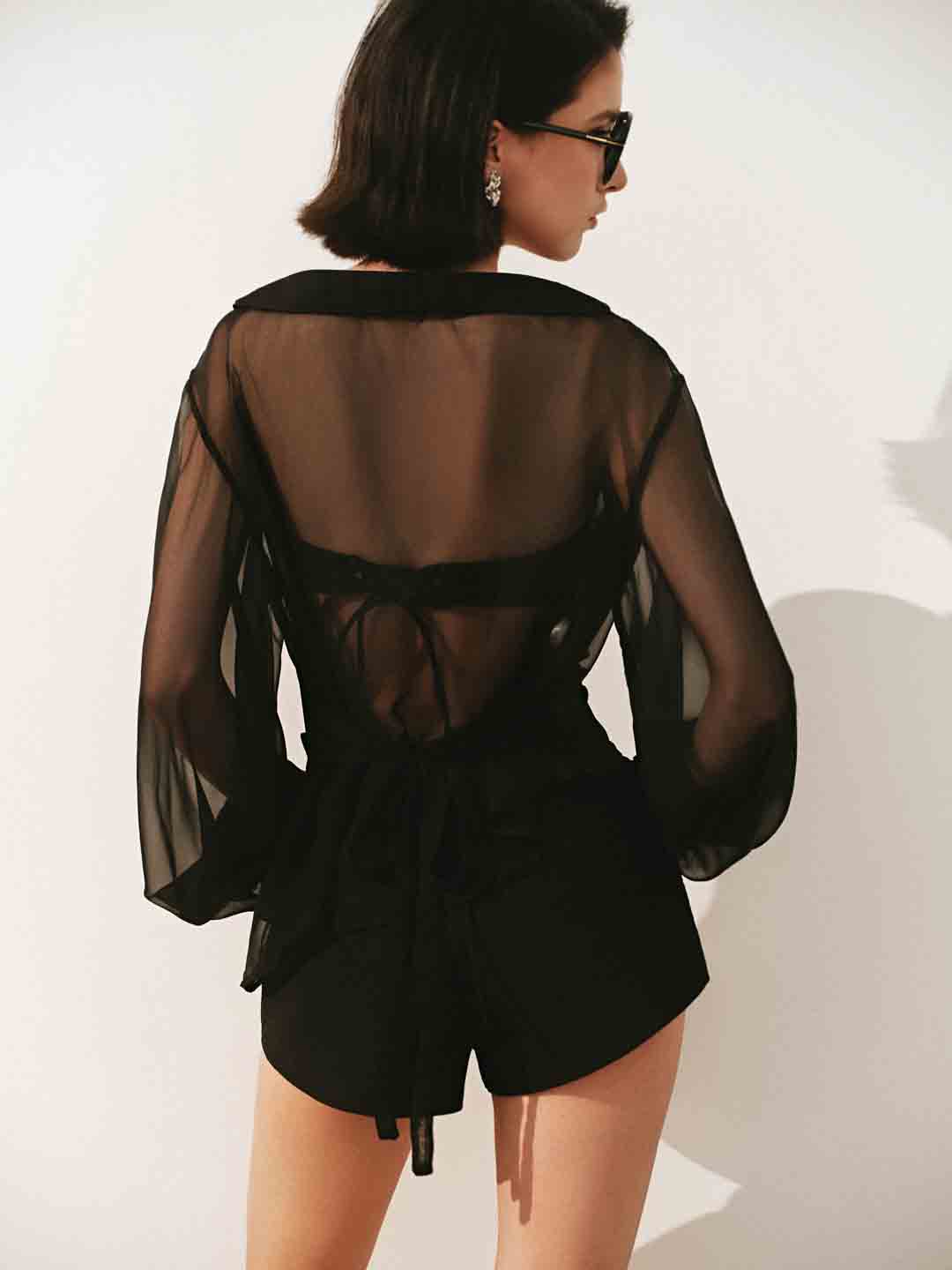 CICI Black Embroidered Top & Shorts Set — view 4