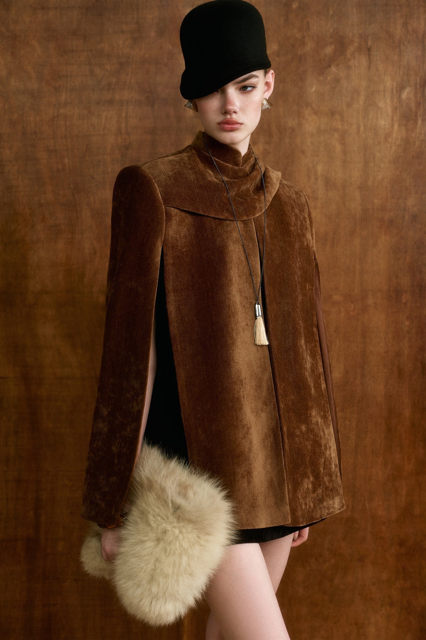 CICI BRONTE Velvet Cape Coat — view 4