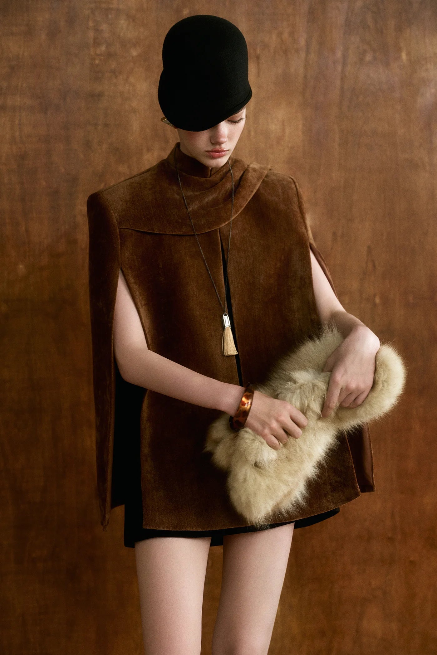 CICI BRONTE Velvet Cape Coat — view 5