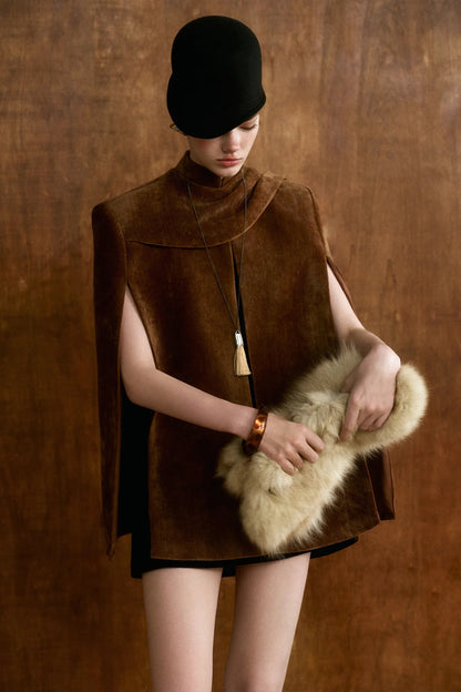 CICI BRONTE Velvet Cape Coat — view 5
