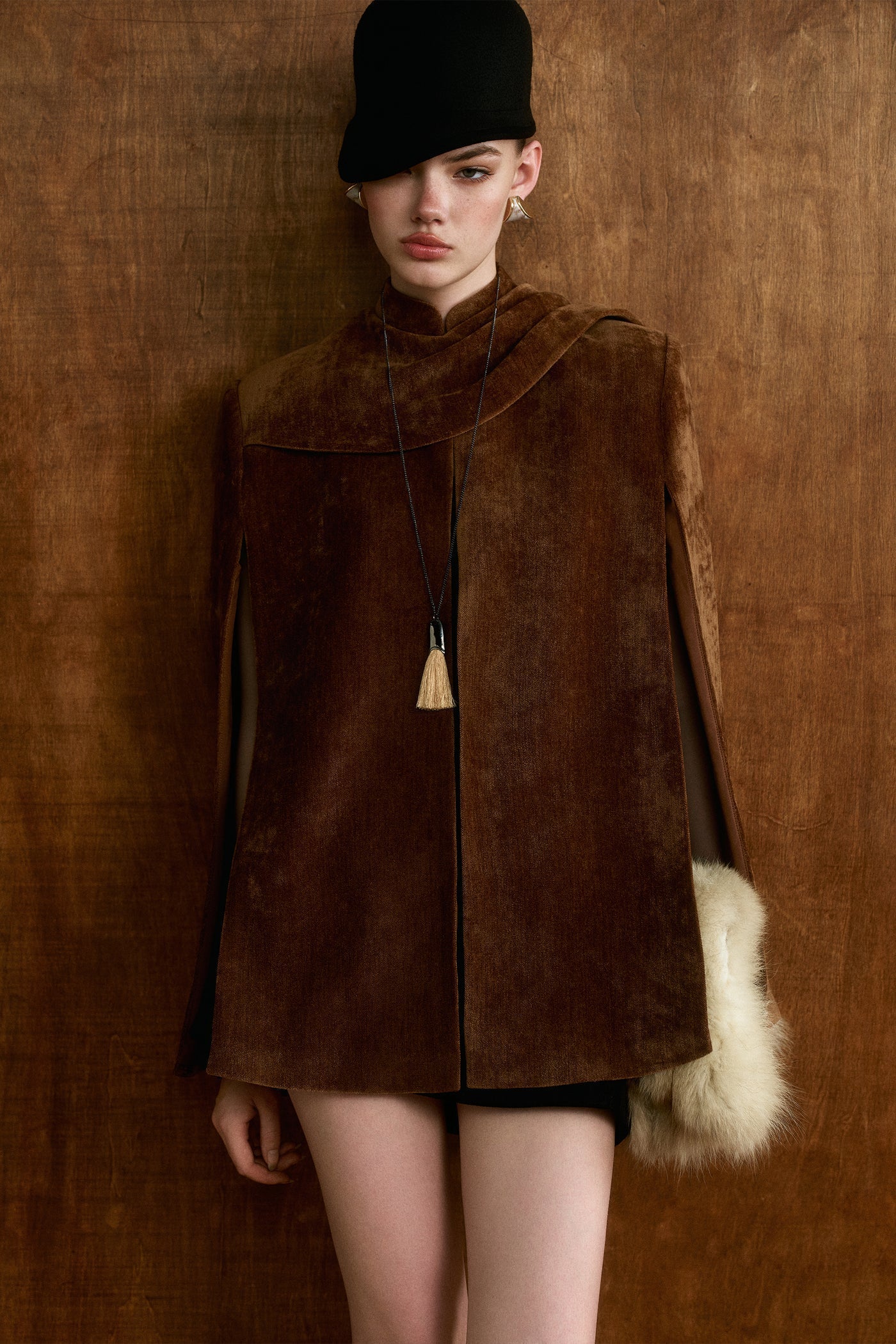 CICI BRONTE Velvet Cape Coat — view 6