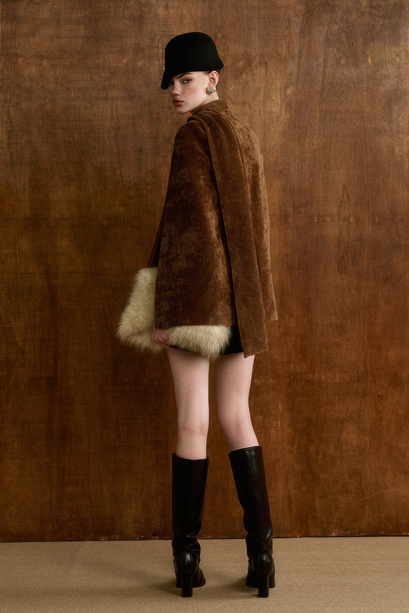 CICI BRONTE Velvet Cape Coat — view 7