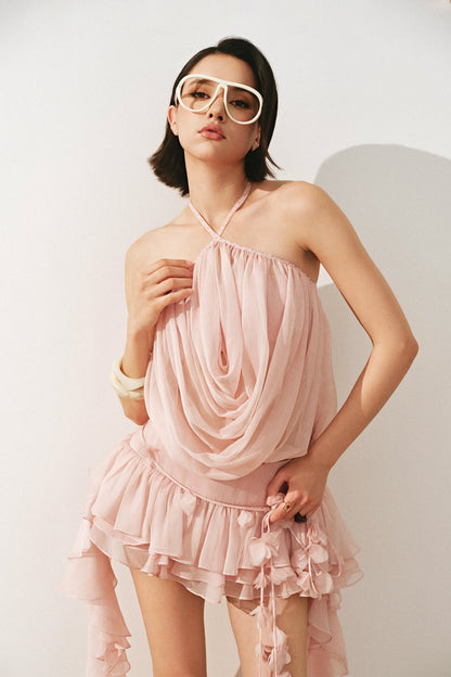 CICI Evelina Halter Draped Mini Dress — view 3