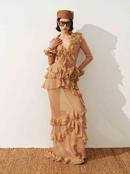 CICI Goldie Ruffle Maxi Dress — view 1
