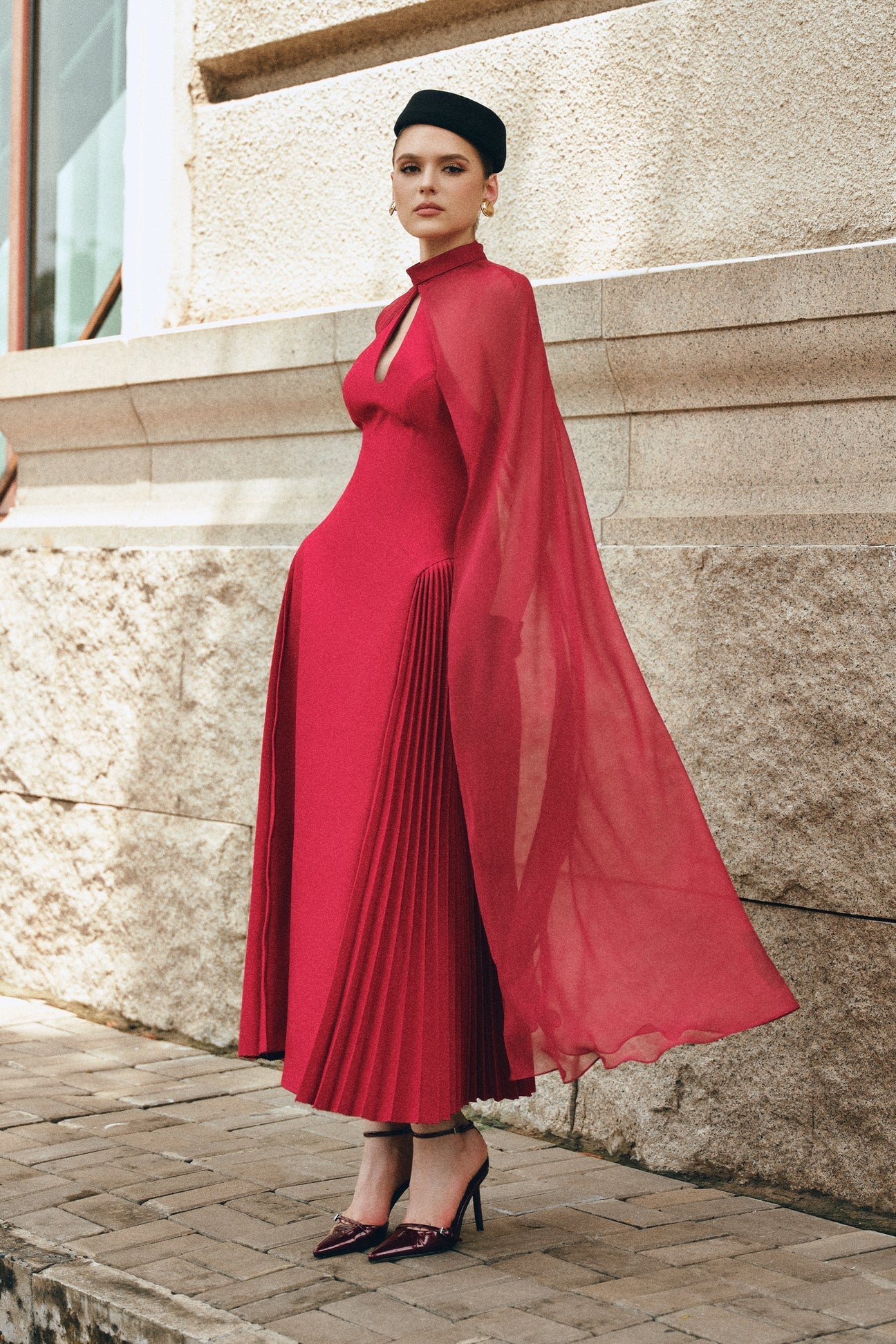 CICI NYRIA Midi Dress with Neck Scarf — view 3