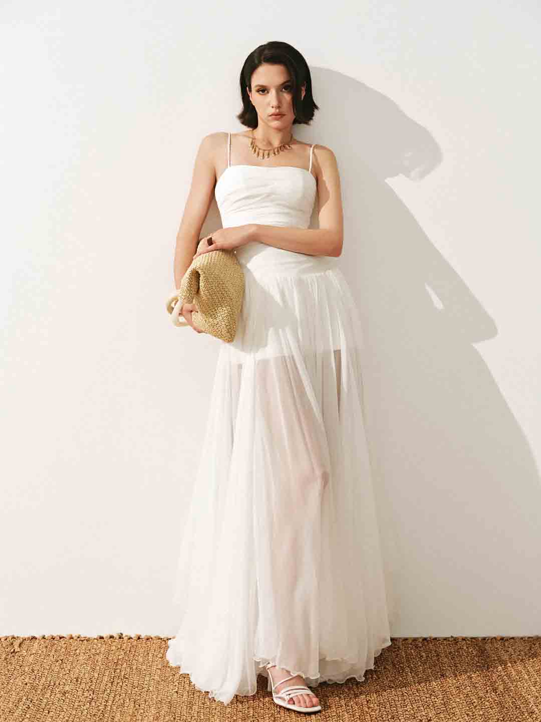CICI Thea Sheer Maxi Dress & Thea Asymmetric Draped Cape Set — view 3