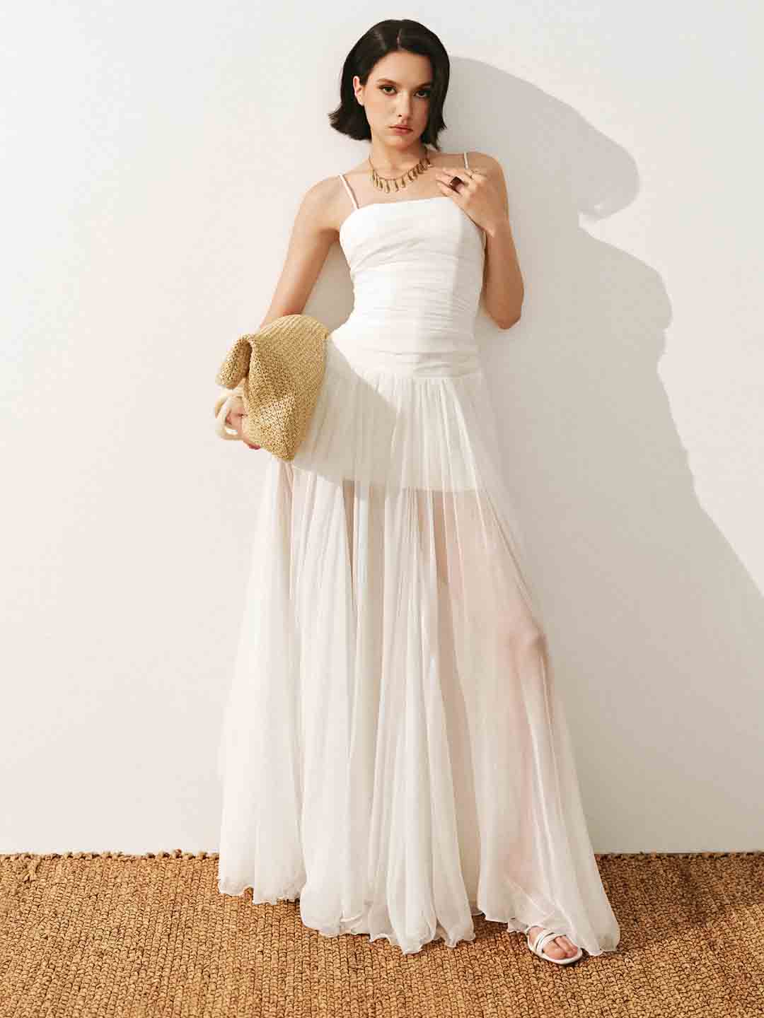 CICI Thea Sheer Maxi Dress & Thea Asymmetric Draped Cape Set — view 4