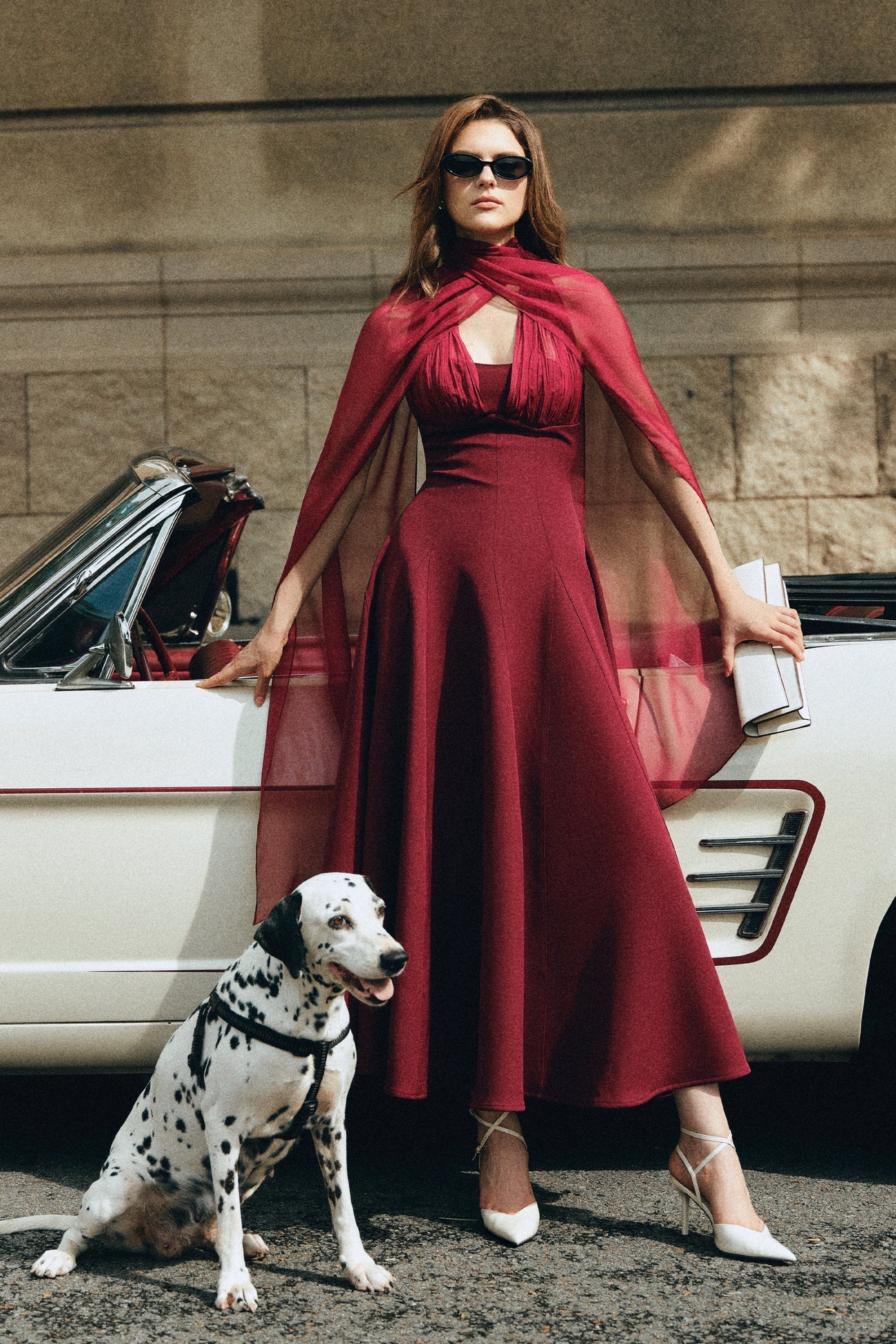 CICI ZYRA Midi Dress with Chiffon Cape — view 1