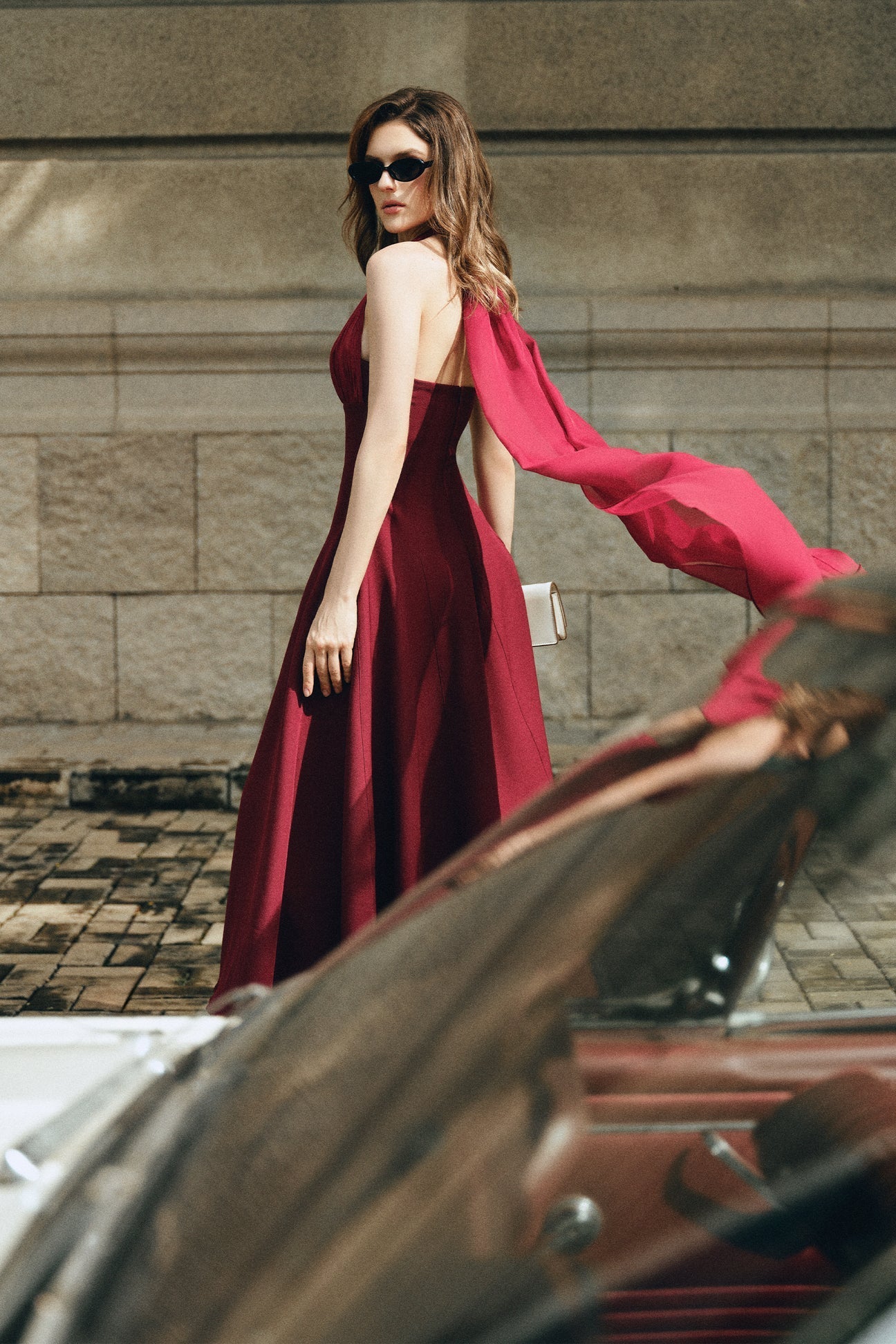 CICI ZYRA Midi Dress with Chiffon Cape — view 2