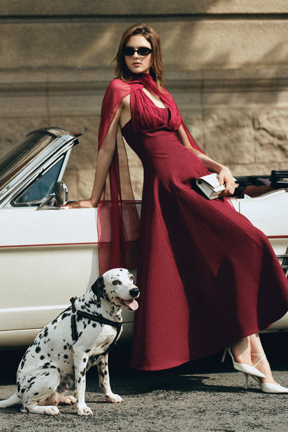 CICI ZYRA Midi Dress with Chiffon Cape — view 7