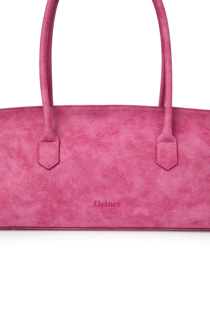 FAUX SUEDE TWO-WAY BAG IN DEEP PINK — image 8