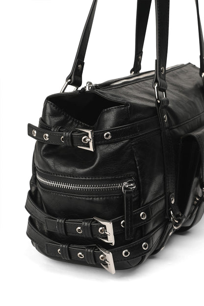 BELTED POCKET SHOULDER BAG IN BLACK — image 7