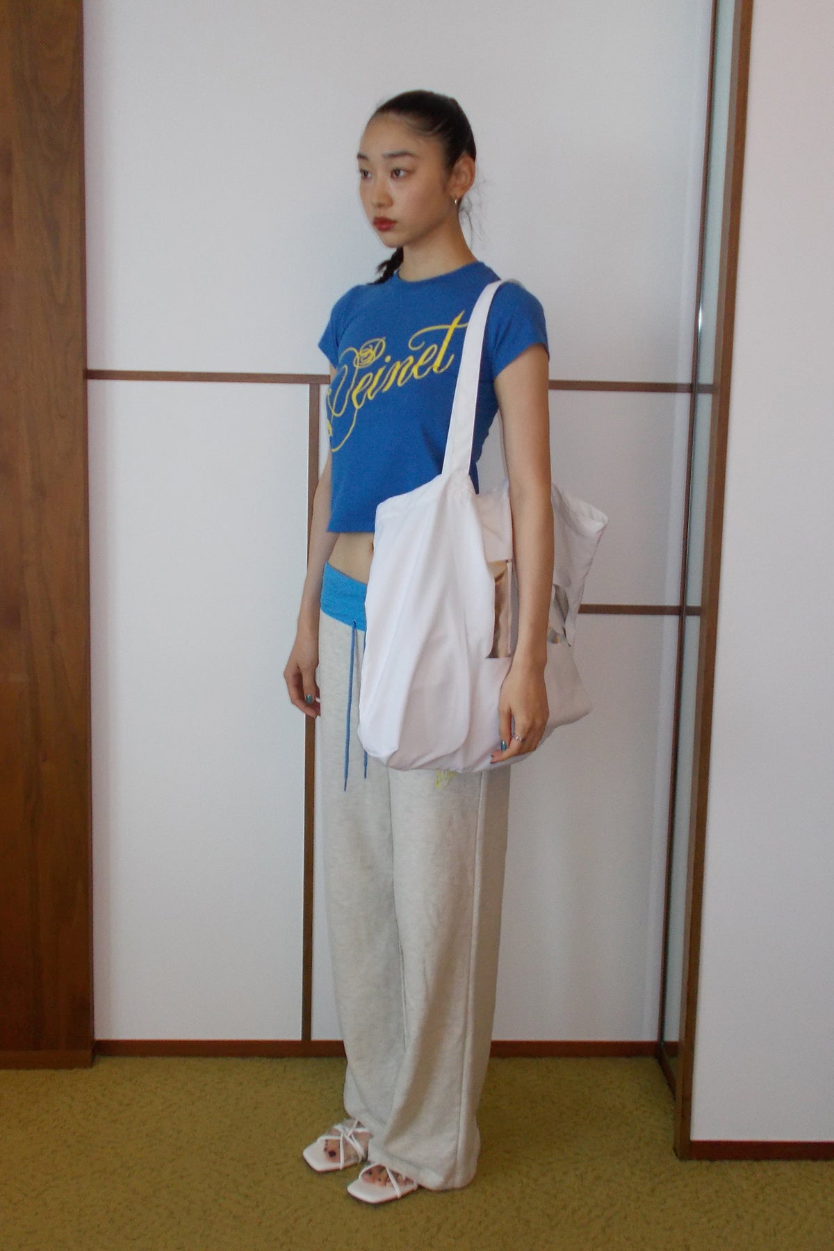 POINT LOGO SHOULDER BIG BAG IN WHITE — image 5
