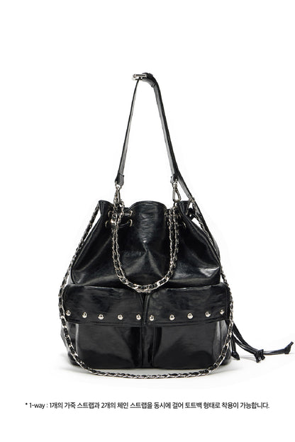 DEINET 5-WAY STUD POCKET MULTI BAG IN BLACK — image 2