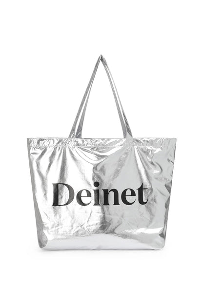 ESSENTIAL LOGO SHOULDER BIG BAG IN SILVER — image 1