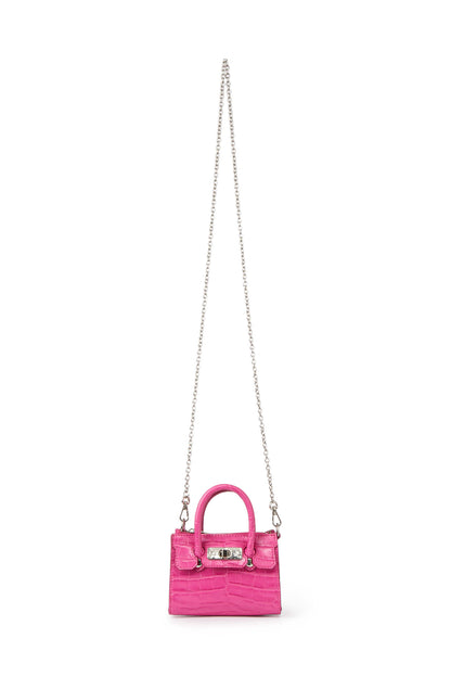 CROCODILE PATTERN CHAIN MINI BAG IN HOT PINK — image 2