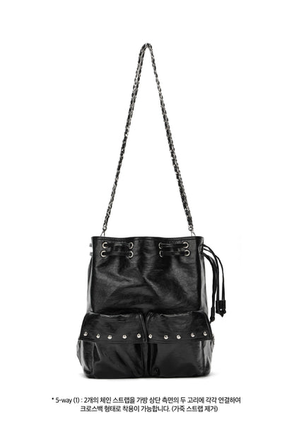 DEINET 5-WAY STUD POCKET MULTI BAG IN BLACK — image 11