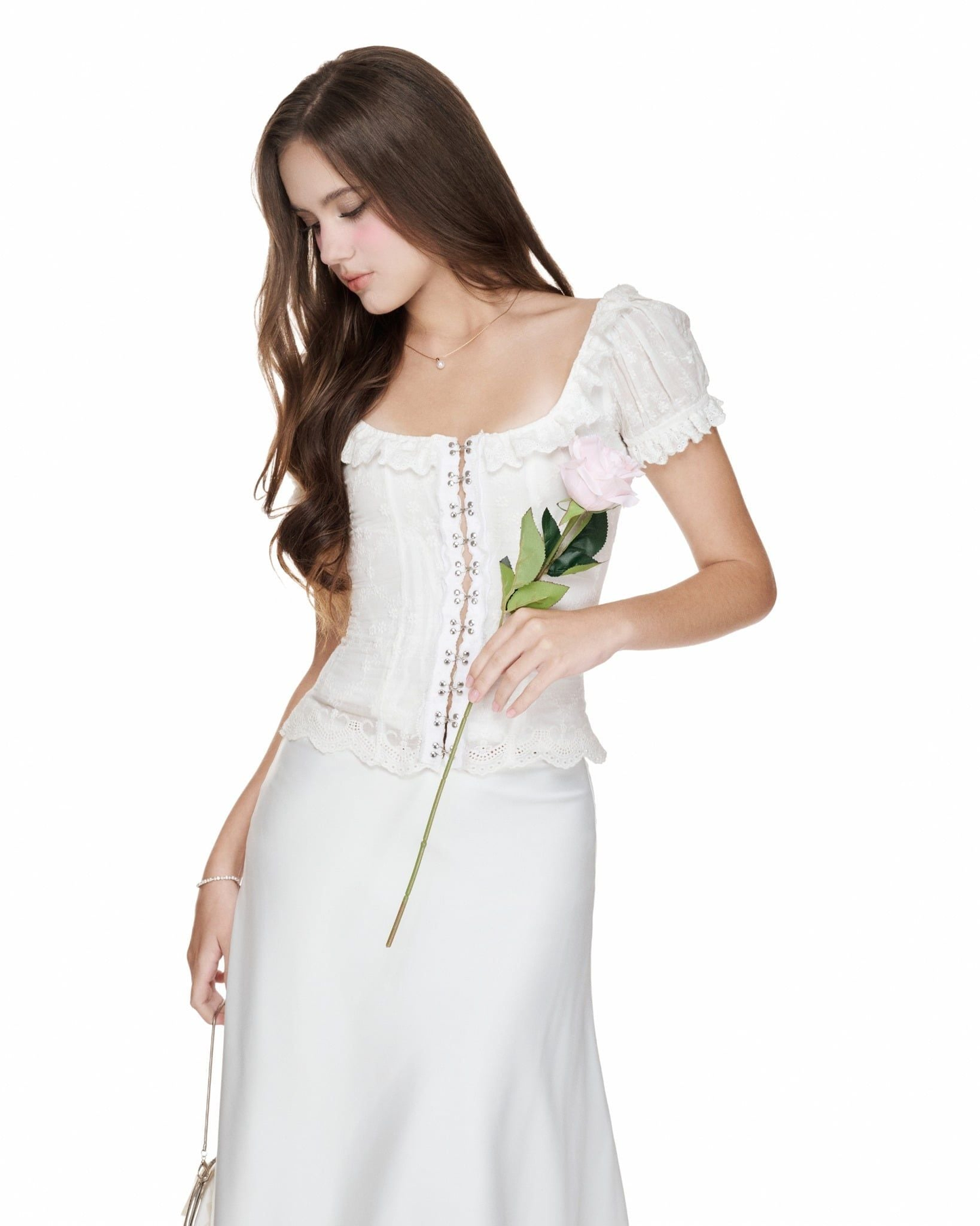 Ouah Tender Reverie corset & White Powder Lace silky skirt