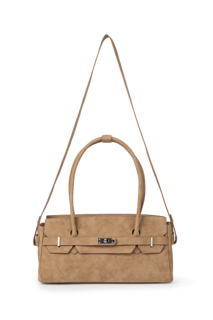 FAUX SUEDE TWO-WAY BAG IN BEIGE — image 5