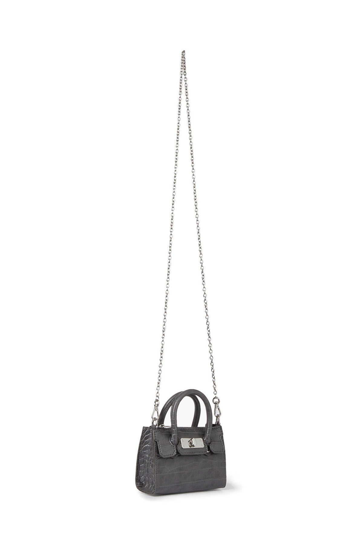 CROCODILE PATTERN CHAIN MINI BAG IN CHARCOAL — image 3