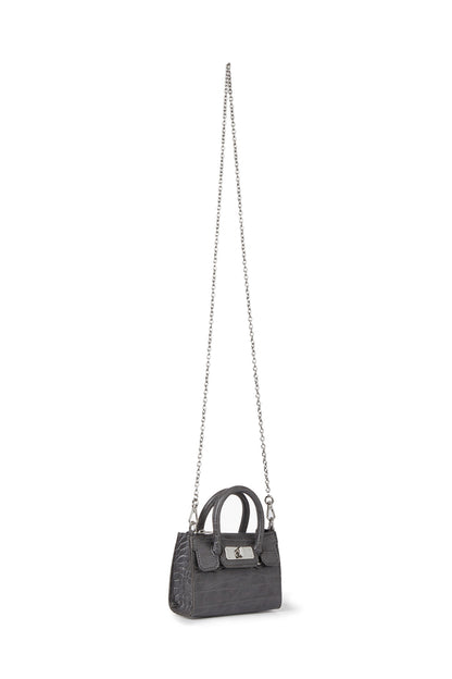 CROCODILE PATTERN CHAIN MINI BAG IN CHARCOAL — image 3