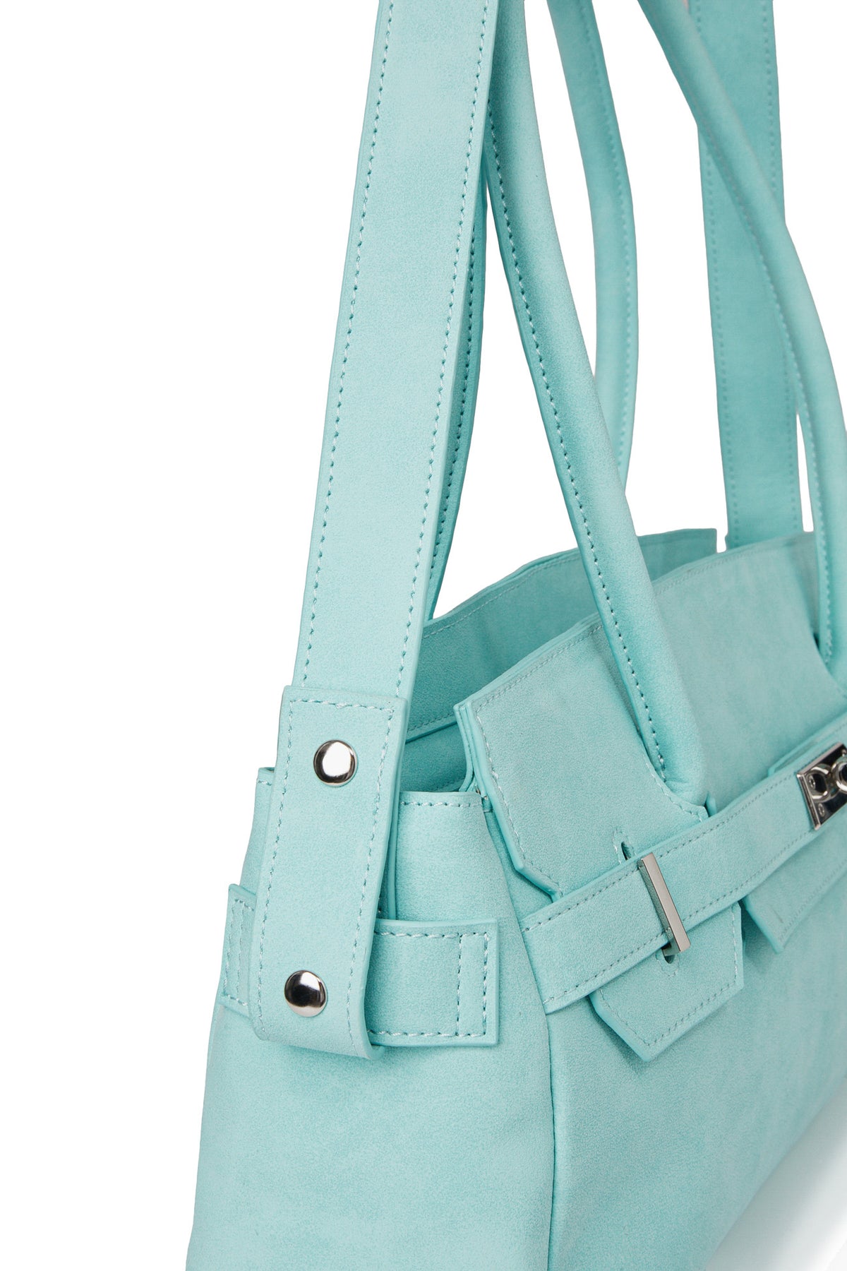 FAUX SUEDE TWO-WAY BAG IN ICE BLUE — image 9