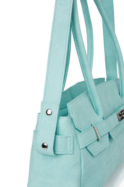FAUX SUEDE TWO-WAY BAG IN ICE BLUE — image 9