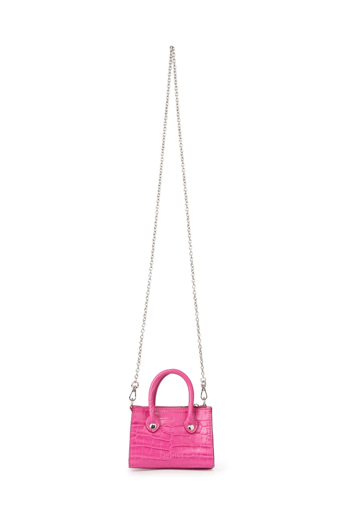 CROCODILE PATTERN CHAIN MINI BAG IN HOT PINK — image 4