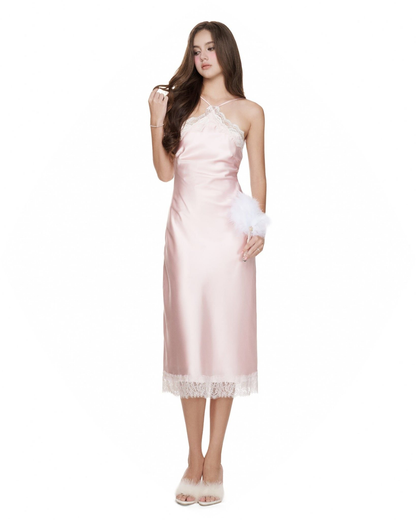 Ouah Sweetling Blush lace silky dress