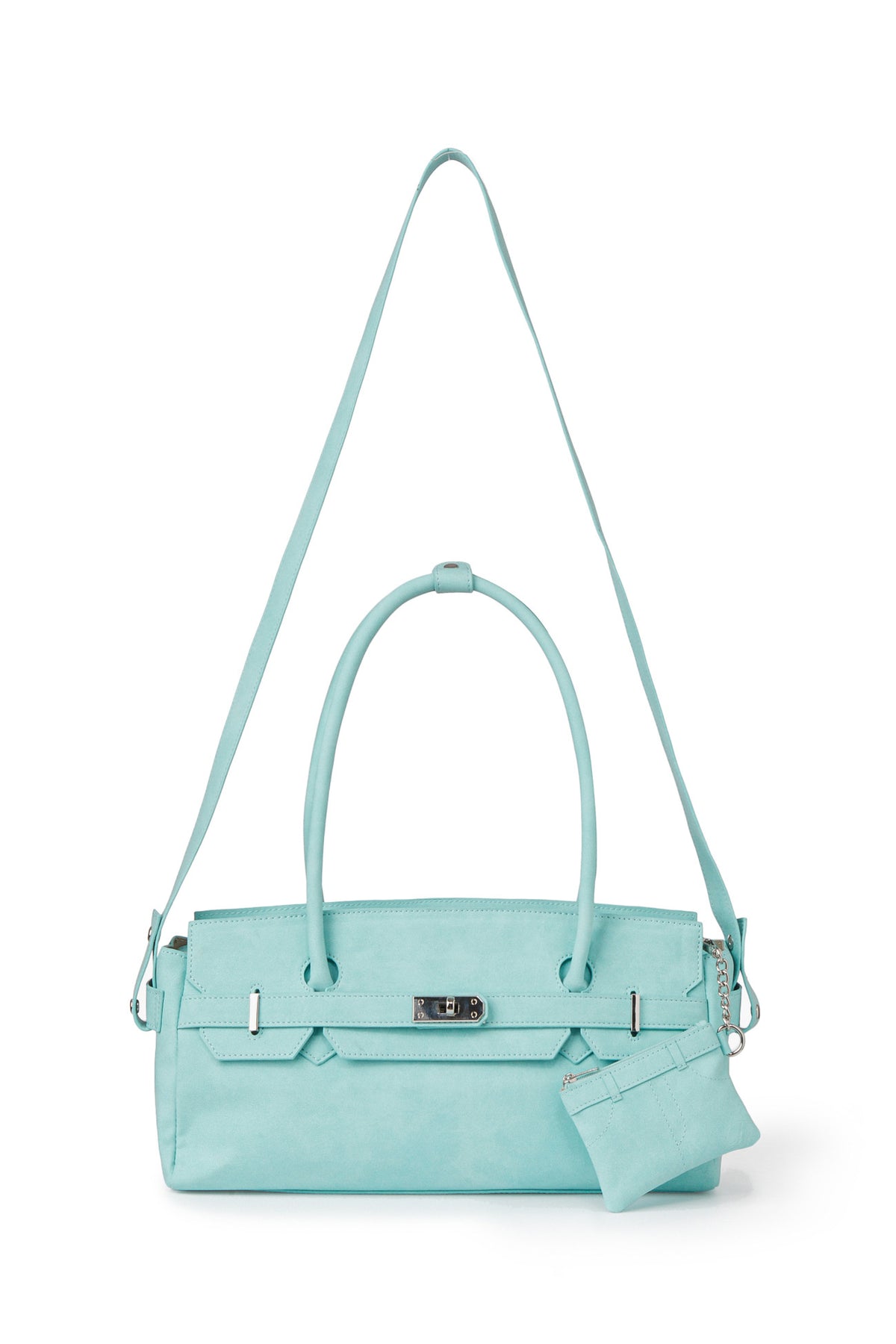 FAUX SUEDE TWO-WAY BAG IN ICE BLUE — image 6