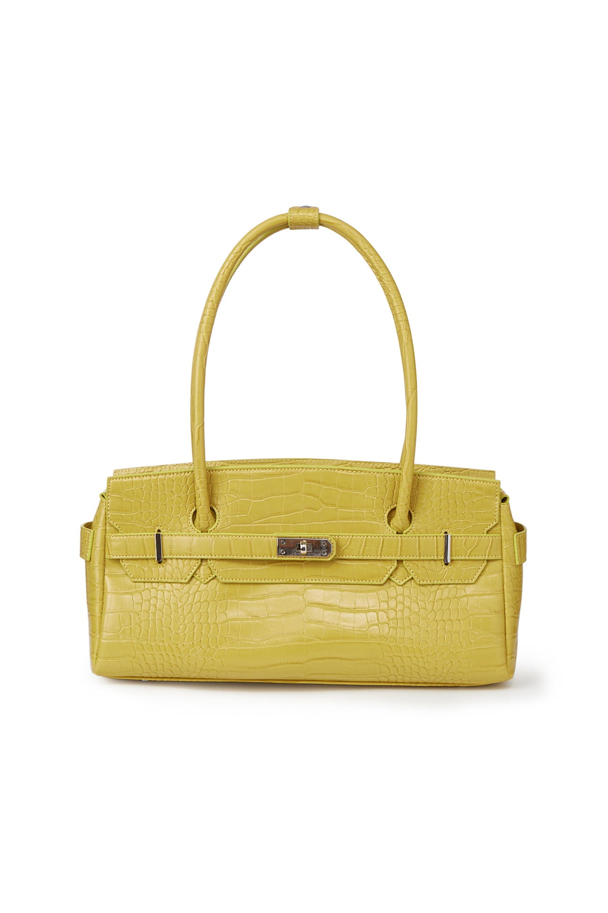 CROCODILE PATTERN TWO-WAY BAG IN MUSTARD — image 1