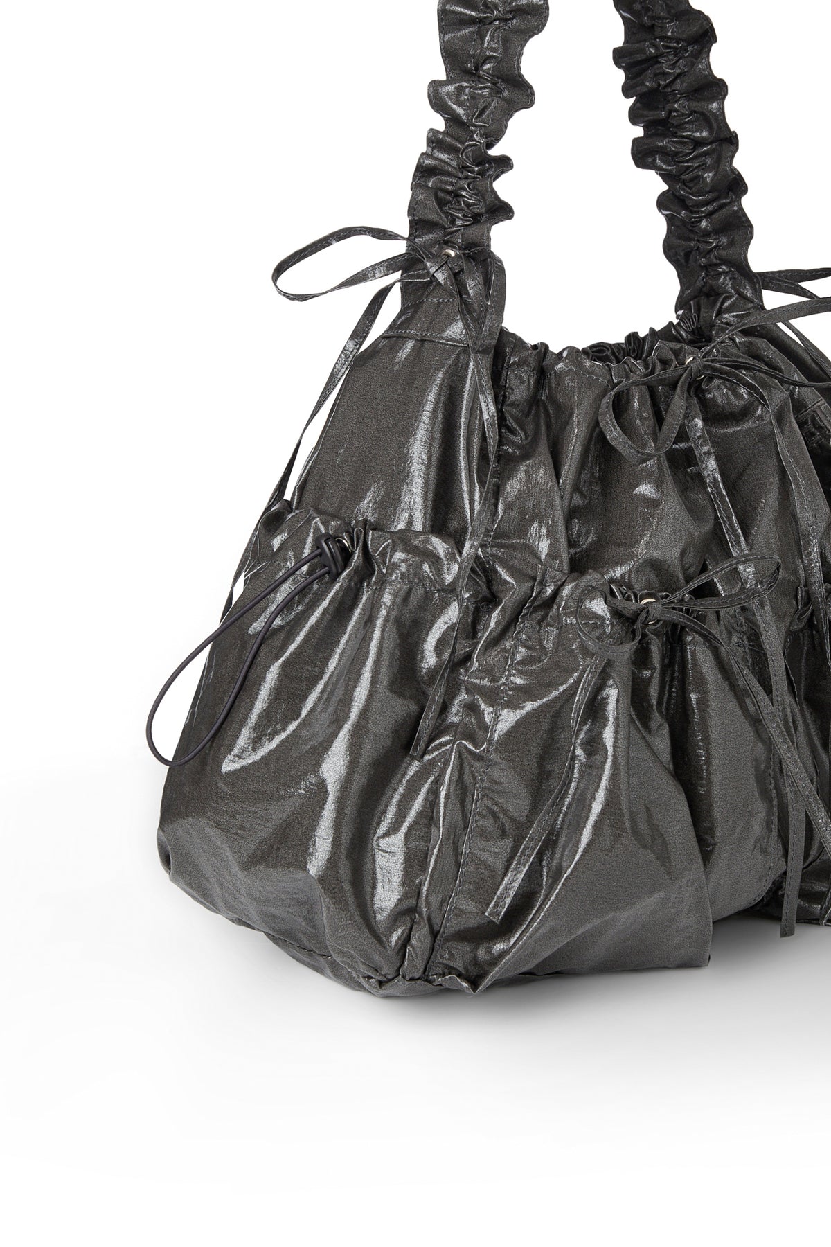 DEINET COATING SHIRRING BAG IN CHARCOAL — image 5