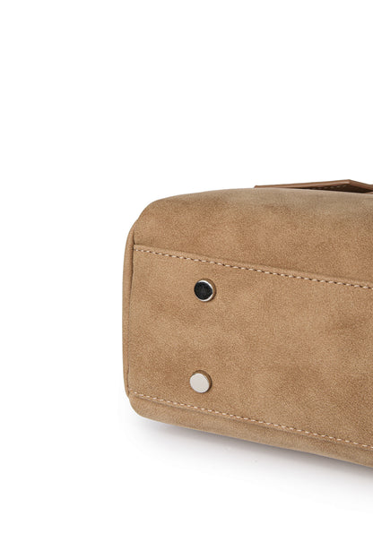 FAUX SUEDE TWO-WAY BAG IN BEIGE — image 10