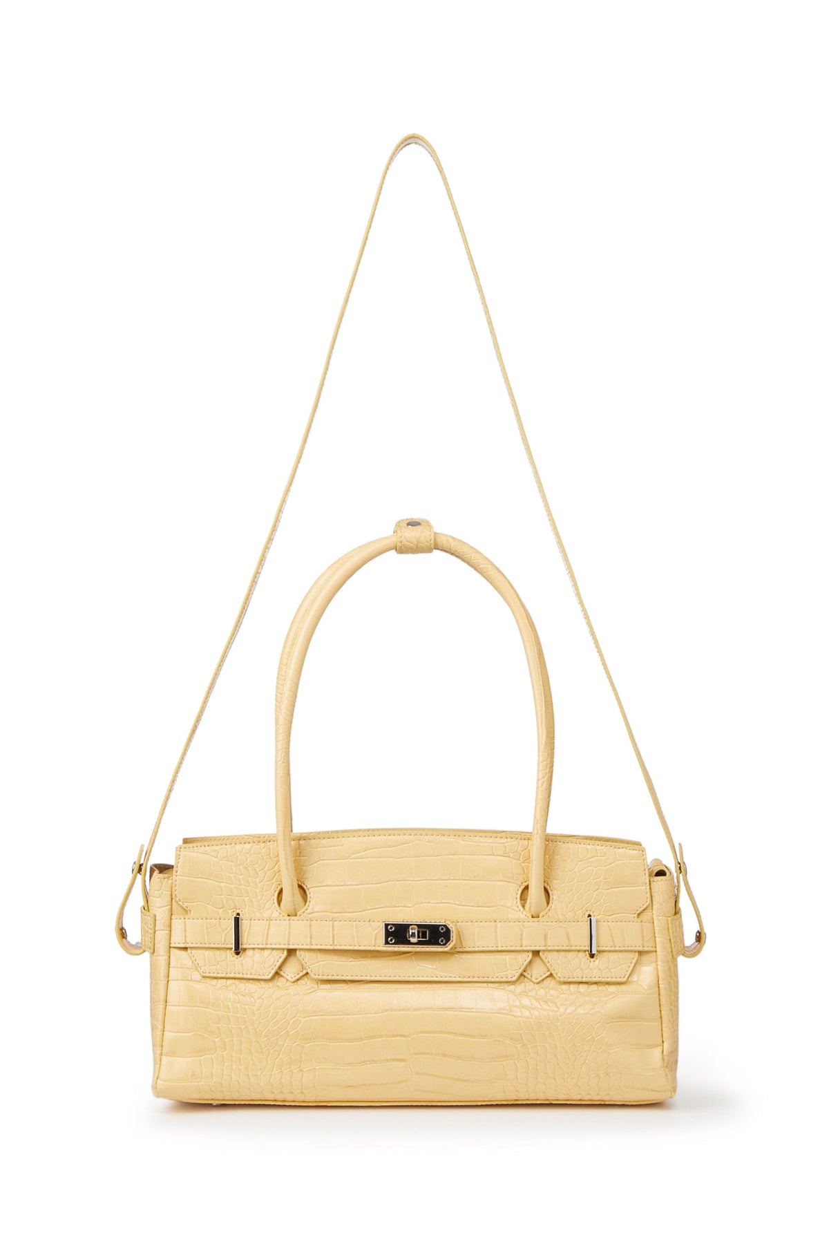 CROCODILE PATTERN TWO-WAY BAG IN BUTTER — image 5