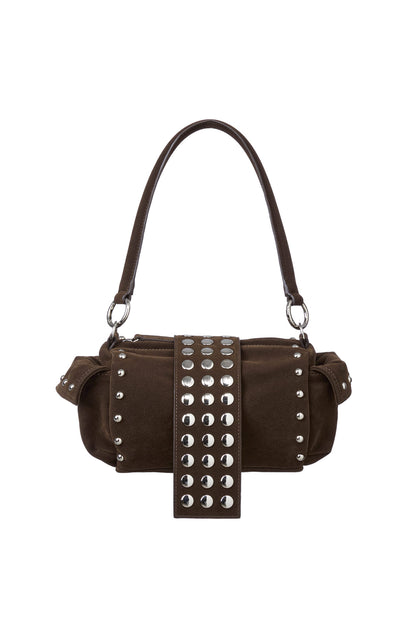 TWO-WAY STUD MINI BAG IN BROWN — image 1