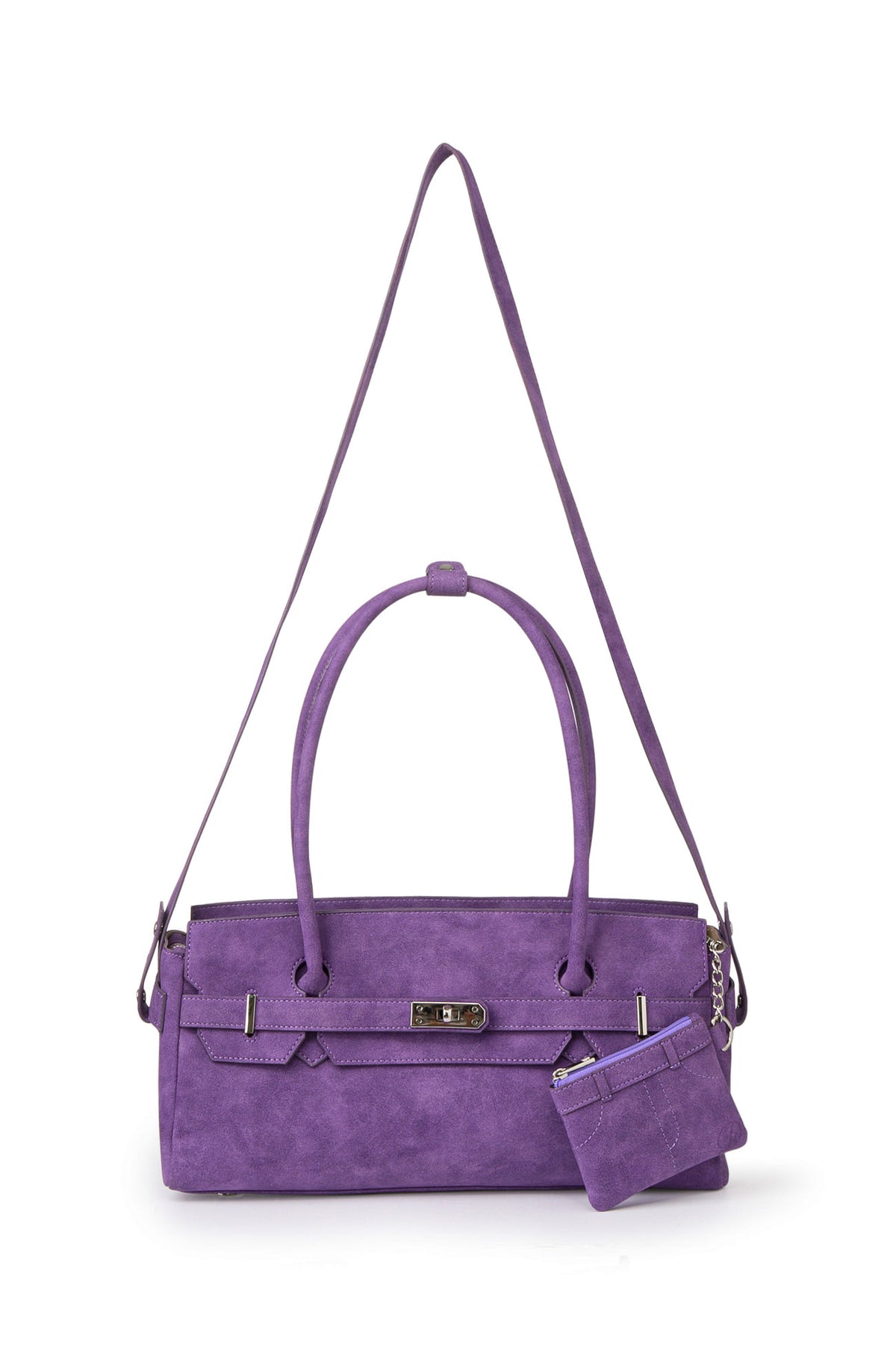 FAUX SUEDE TWO-WAY BAG IN PURPLE — image 6