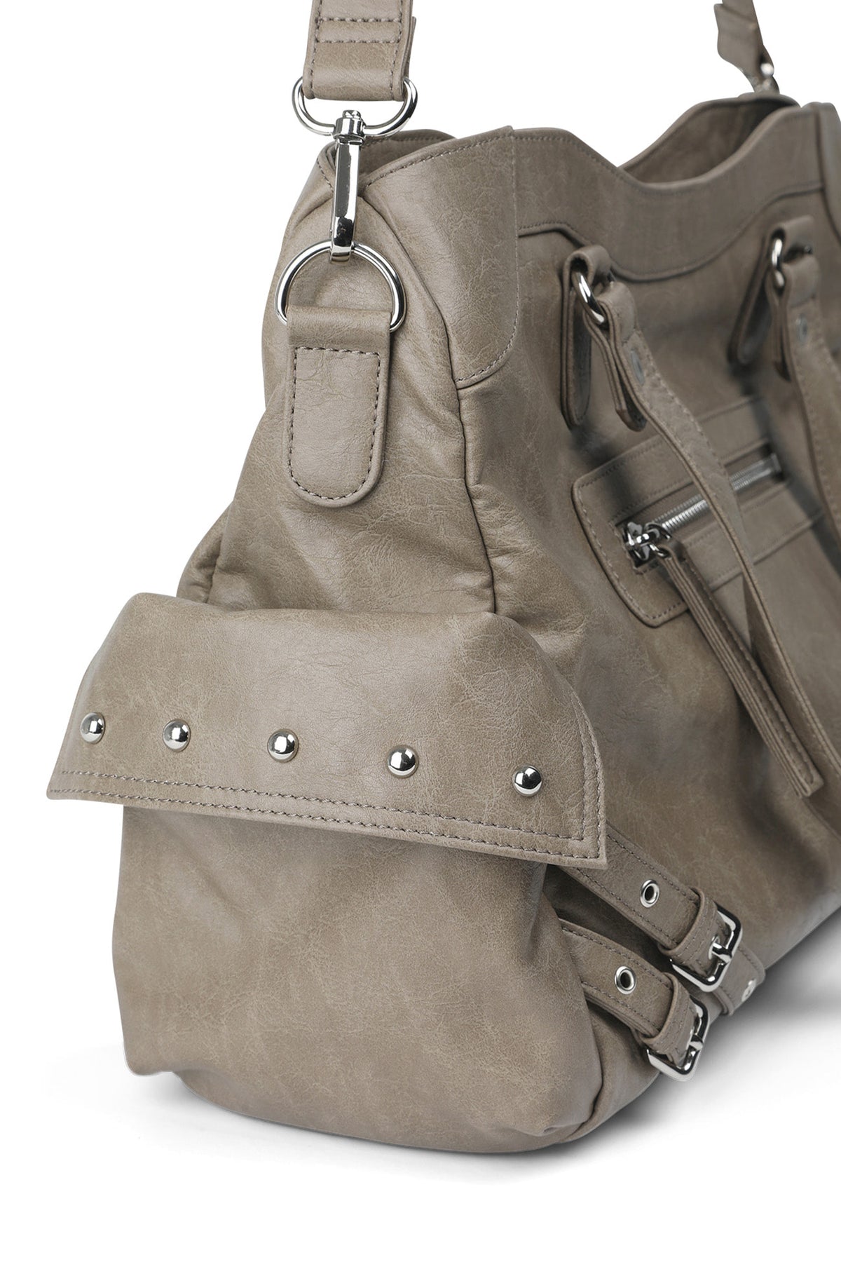 STUD POCKET BIG BAG IN KHAKI — image 7