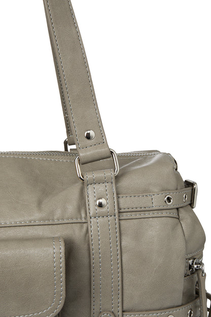 BELTED POCKET SHOULDER BAG IN GREY — image 8