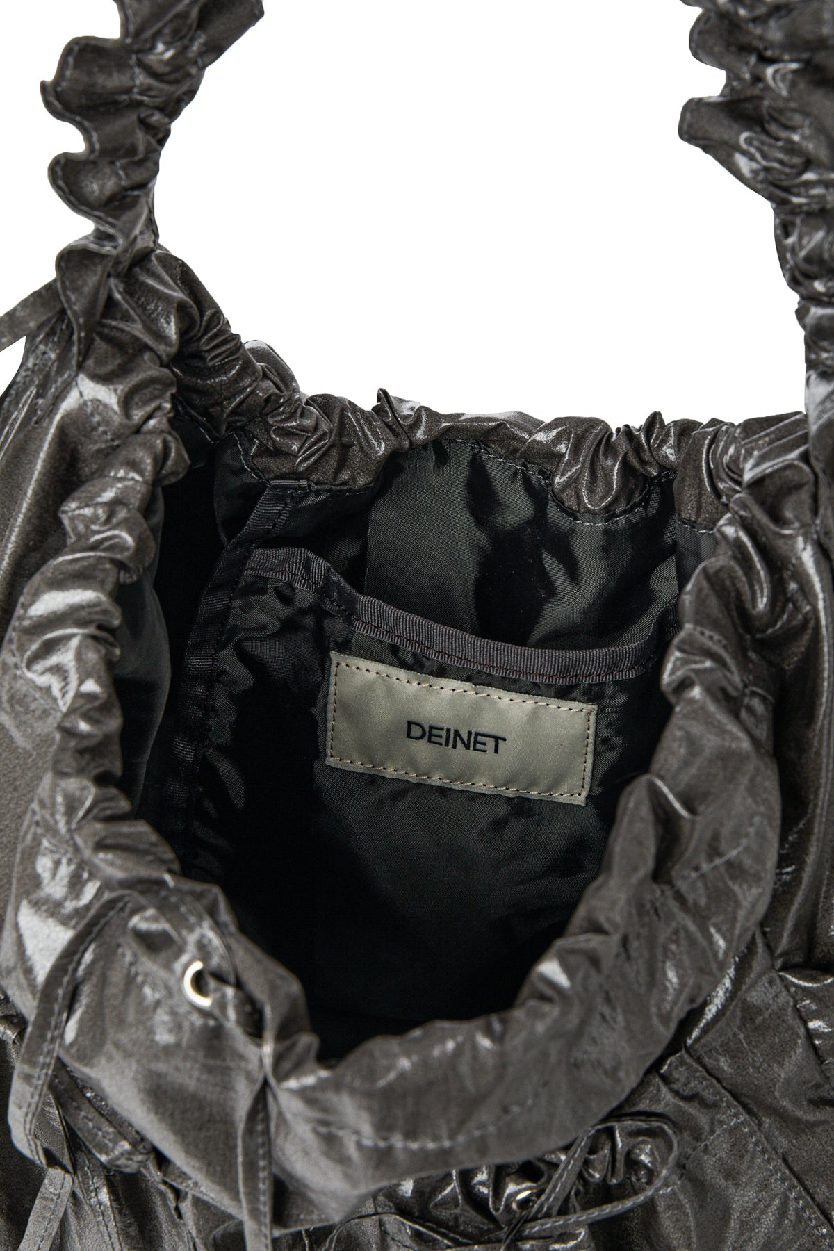 DEINET COATING SHIRRING BAG IN CHARCOAL — image 8