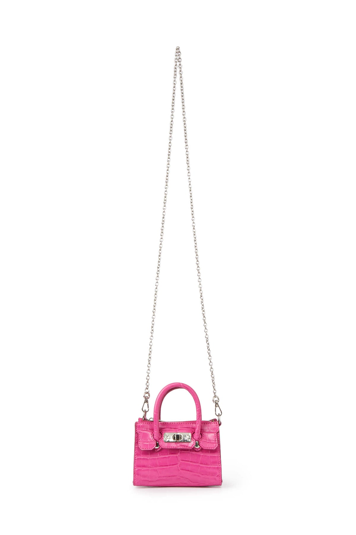 CROCODILE PATTERN CHAIN MINI BAG IN HOT PINK — image 1