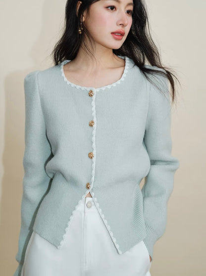 Mint Breeze Ruffled Cardigan