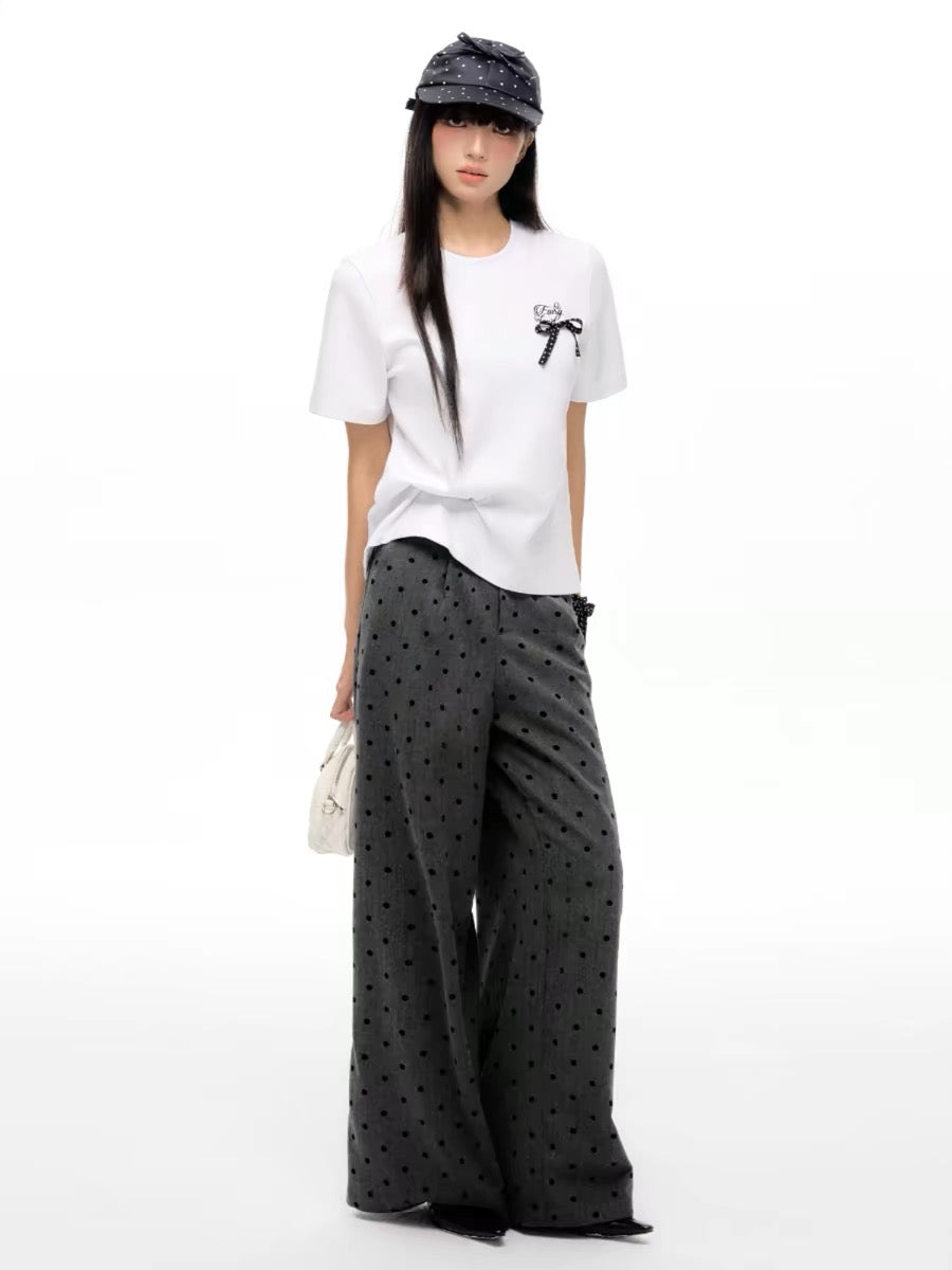 Polka Dot Elegance Wide-Leg Trousers