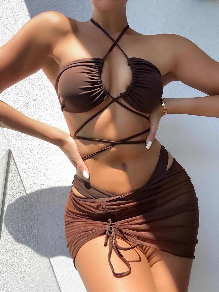 Strappy Cut-Out Two-Piece Bikini Set