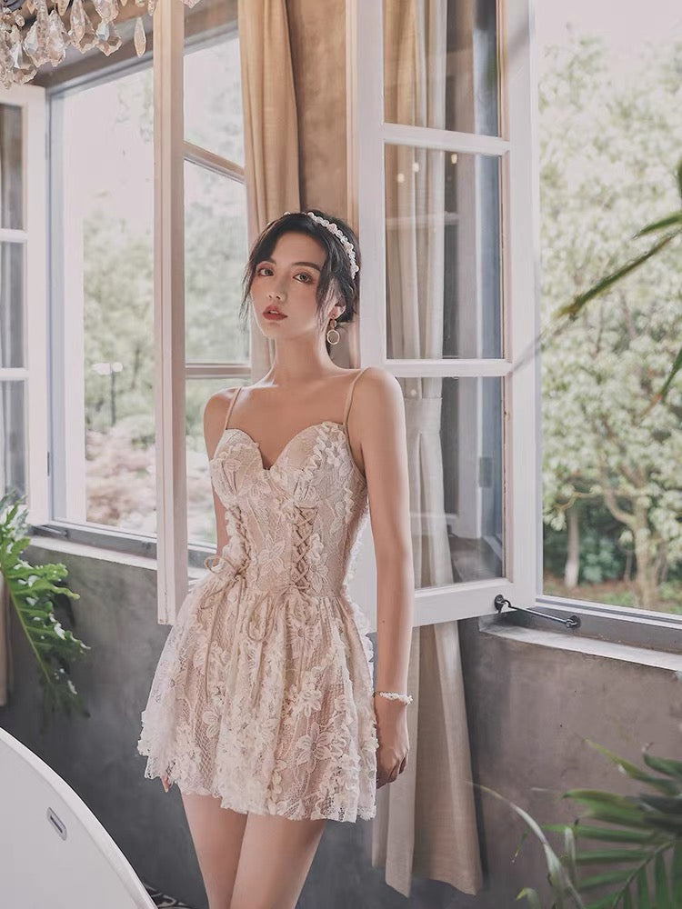 Lace Sweetheart Swim Dress