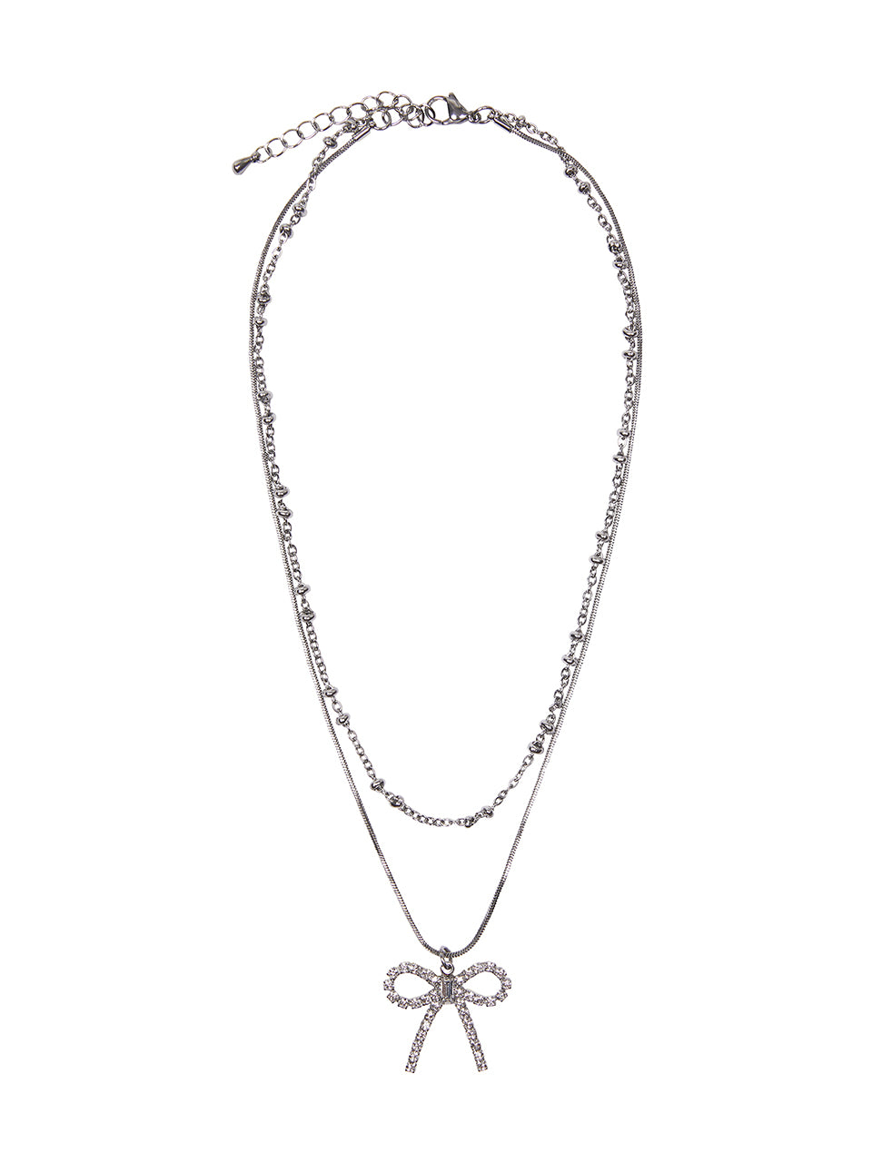 LUVISTRUE CH Ribbon Necklace in Silver