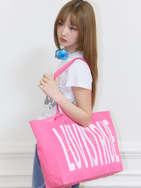 LUVISTRUE SY Lettering Tote Bag in Pink