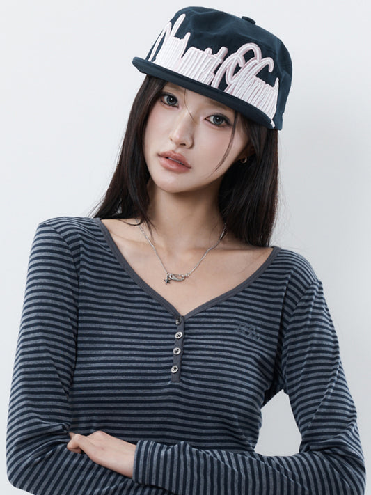 LUVISTRUE RL Lettering Fillbox Cap in Navy