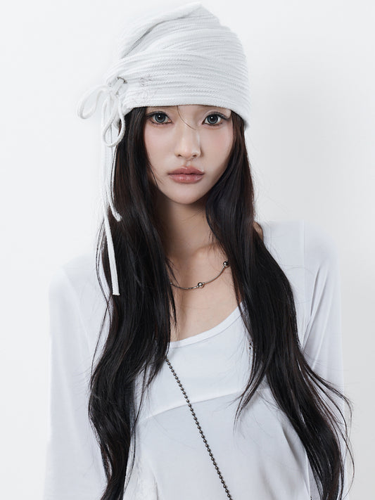 LUVISTRUE RL Eyelet String Beanie in White