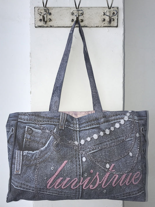 LUVISTRUE RL Denim Printing Tote Bag in Blue