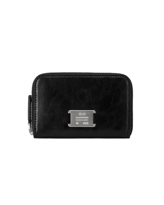 NUMBERING #1057 — Zipper Cracked Leather Card Wallet